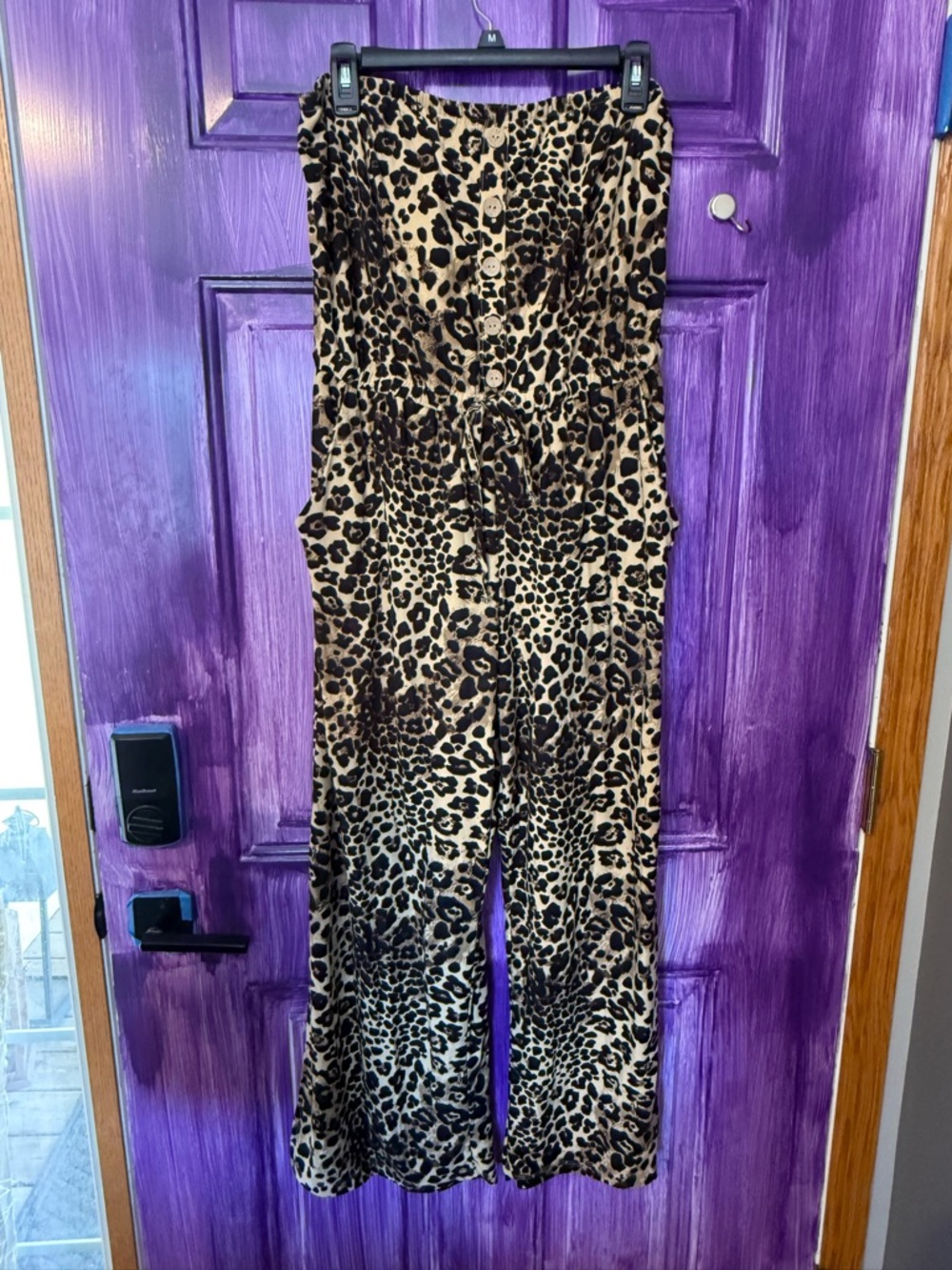 No Boundaries Strapless Leopard Print Jumpsuit - Tan & Black